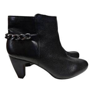 Easy Spirit Anti-gravity Esparilynn Black Leather Bootie W/ Chain Size 8
